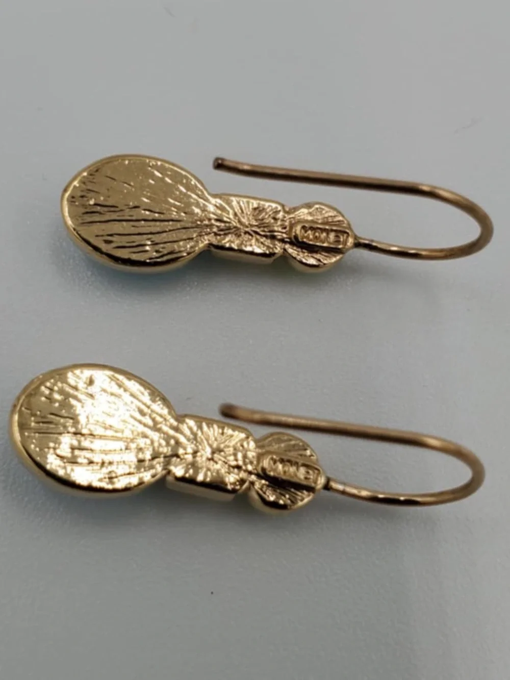 Vintage MONET Green Blue Gold Tone Dangle Pierced Earrings